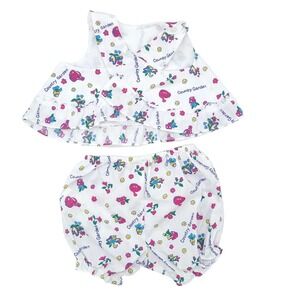 Vintage Basic Editions Outfit Set White Country Garden Floral Bloomers 12 Months